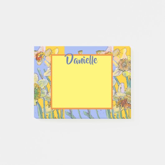 Daffodil Water Color Art女性名Post It Notes ポストイット (正面)