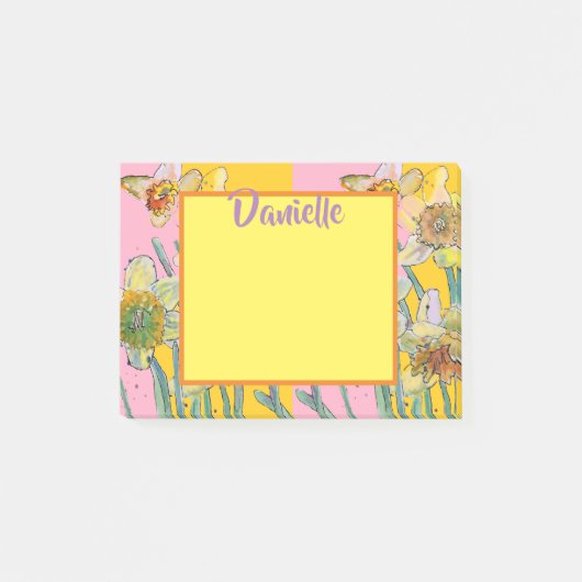 Daffodil Water Color Art女性名Post It Notes ポストイット (正面)