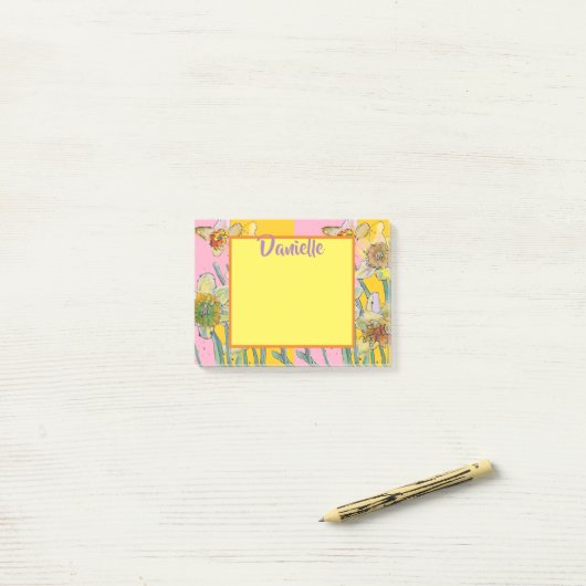 Daffodil Water Color Art女性名Post It Notes ポストイット (デスク上)
