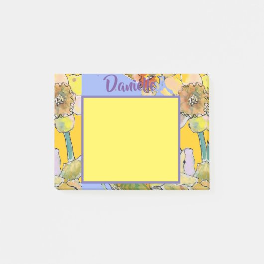Daffodil Water Color Art女性名Post It Notes ポストイット (正面)