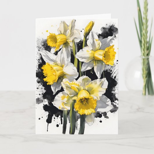 Daffodil - Watercolor flowers カード (正面)