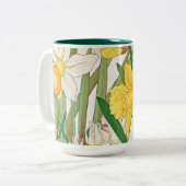 Daffodil Woodblock Painting ツートーンマグカップ (正面左)