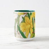 Daffodil Woodblock Painting ツートーンマグカップ (中央)