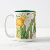 Daffodil Woodblock Painting ツートーンマグカップ (左)