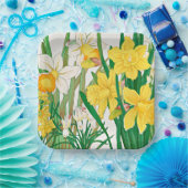 Daffodil Woodblock Painting ペーパープレート (パーティー)