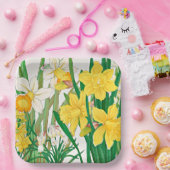 Daffodil Woodblock Painting ペーパープレート (パーティー)