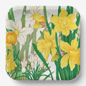 Daffodil Woodblock Painting ペーパープレート (正面)