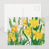 Daffodil Woodblock Painting ポストカード (正面/裏面)