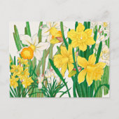 Daffodil Woodblock Painting ポストカード (正面)