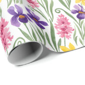 Daffodil Yellow, Iris Purple, Hyacinth Pink Floral ラッピングペーパー (ロールコーナー)