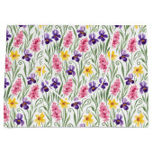 Daffodil Yellow, Iris Purple, Hyacinth Pink Floral ラージペーパーバッグ (正面)