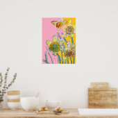 Daffodil Yellow Pink Flower Garden Poster ポスター (キッチン)