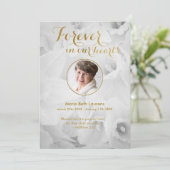 Daffodils金ゴールド悔やみや弔慰サンキューカードと写真 サンキューカード (スタンド正面)