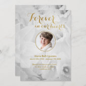 Daffodils金ゴールド悔やみや弔慰サンキューカードと写真 サンキューカード (正面/裏面)