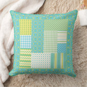 Daffodils -フェイクパッチワークのチェック、ポルカ、ストライプ クッション (ブランケット)