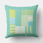 Daffodils -フェイクパッチワークのチェック、ポルカ、ストライプ クッション (裏面)