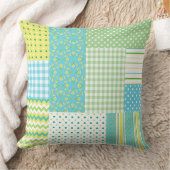 Daffodils -フェイクパッチワークフローラ、ポルカ、チェック クッション (ブランケット)