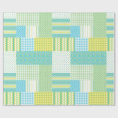 Daffodils フェイク Patchwork Polkasチェック花模様 ラッピングペーパー (フラット)