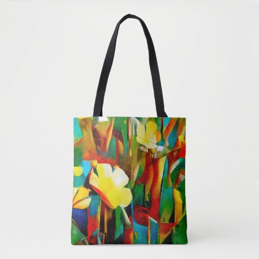 Daffodils. Abstract floral composition in a cubist トートバッグ (正面)