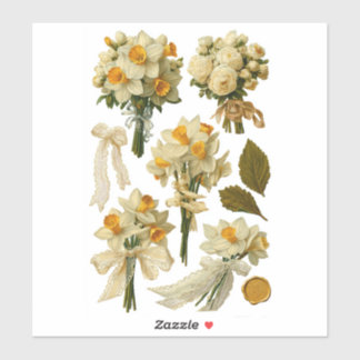 Daffodils Bouquet Spring Wedding Fussy Cut  シール
