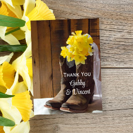 Daffodils Cowboy Boots Western's Thank 結婚 You サンキューカード