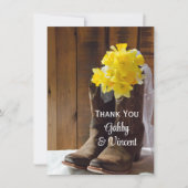 Daffodils Cowboy Boots Western's Thank 結婚 You サンキューカード (正面)