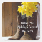 Daffodils Cowboy Boots Western's Thank 結婚 You スクエアシール (正面)