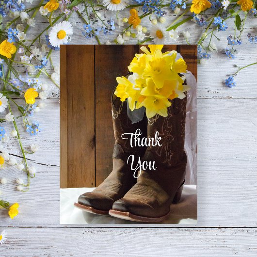 Daffodils Cowboy Boots Western's Thank 結婚 You ポストカード