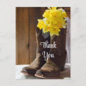 Daffodils Cowboy Boots Western's Thank 結婚 You ポストカード (正面)