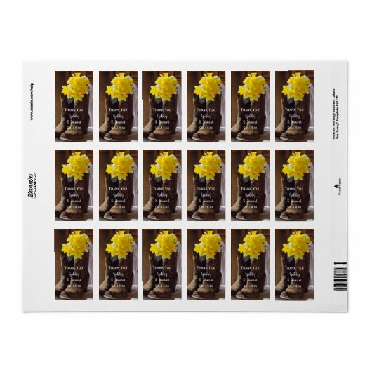Daffodils Cowboy Boots Western's Thank 結婚 You ラベル (フルシート)