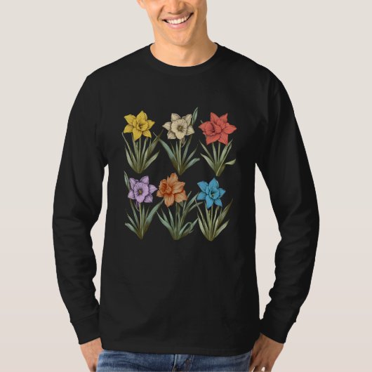 Daffodils Inspired Botanical Flower Gardener Natur Tシャツ (正面)