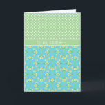 Daffodils, Polkas, March誕生日カードfor Mother カード<br><div class="desc">3月かわいらし誕生の月の花の一つ、黄金のダッフォジルのパターンを持つ母のための3月誕生日カードは、柔らかい緑と白の一致する水玉模様と組み合わせた。ポーシュ&パインターリー「ダフィー・ダウン・ディリーズ」コレクションの一部。</div>