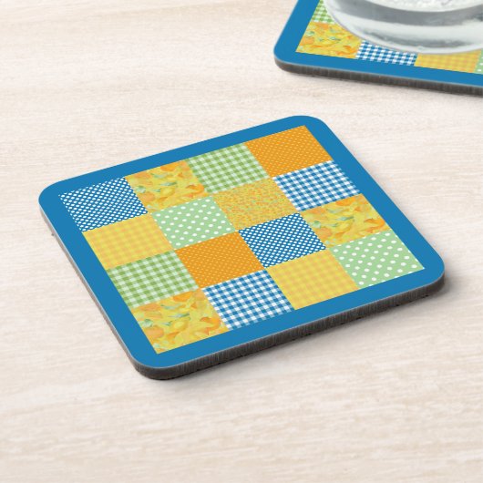 Daffodils Set of Coasters, Country Faux-Patchwork コースター (左側)