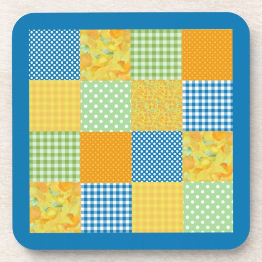 Daffodils Set of Coasters, Country Faux-Patchwork コースター (正面)