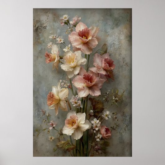 Daffodils Wall Art Print, Antique Spring Meadow ポスター (正面)