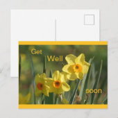 Daffodils Yellow Orange Cust. Get Well Postcard シーズンポストカード (正面/裏面)
