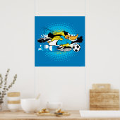 DAFFY DUCK™ アルゼンチンチーム サッカー グラフィック ポスター (キッチン)