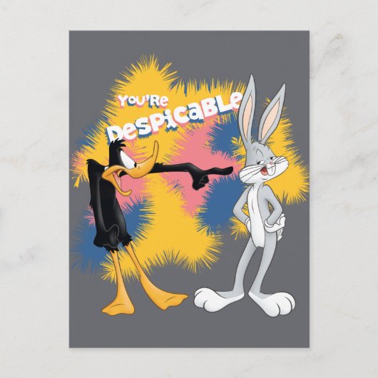 DAFFY DUCK™ & BUGS BUNNY™ "You're Despicable" ポストカード (正面)