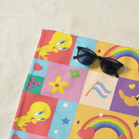 DAFFY DUCK™ & TWEETY™ - Pride Pattern ビーチタオル (インサイチュ)