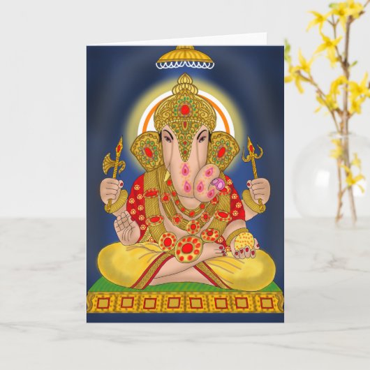 Dagduseth Ganesha Greeting Card カード (黄色い花)