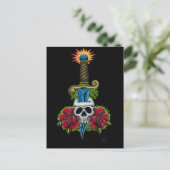 Dagger、スカル、およびバラはがき ポストカード (スタンド正面)