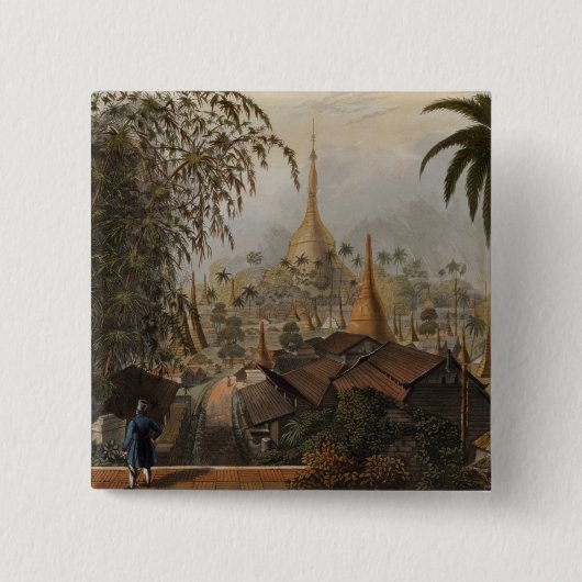 Dagonの素晴らしい塔および隣接したScenerの眺め 缶バッジ (正面)