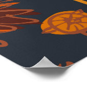 Dahliaと菊の継ぎ目はっきりしたのないパターン、 ポスター (角)