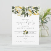 DAHLIAウォーターカラーレモンフローラ婚約パーティ 招待状 (スタンド正面)