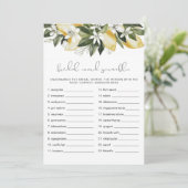 DAHLIAレモンブライダルシャワーワードスクランブルゲーム 招待状 (スタンド正面)