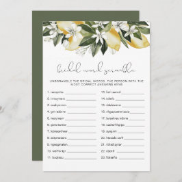 DAHLIAレモンブライダルシャワーワードスクランブルゲーム 招待状