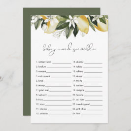 DAHLIAレモンベビー単語スクランブルベビーシャワーゲーム 招待状