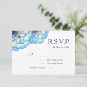 Dahlia花ブルーホワイトピンクフローラ結婚式RSVP 招待状 (スタンド正面)
