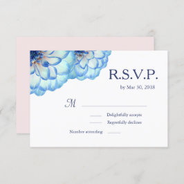 Dahlia花ブルーホワイトピンクフローラ結婚式RSVP 招待状