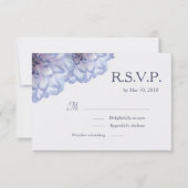 Dahlia花薄紫ブルーグレーフローラ結婚式RSVP 招待状 (正面)